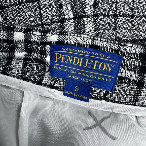 Pendleton Black & White Plaid Mini Pencil Skirt 100% Cotton - Picture 5 of 8